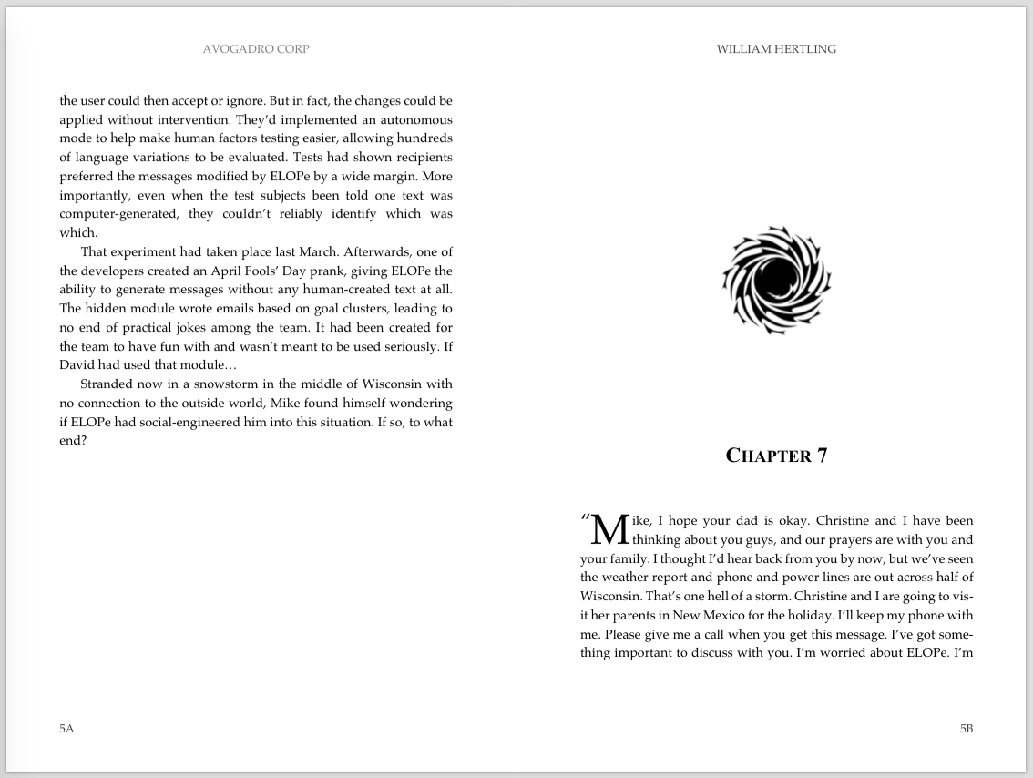 Books have a lot of formatting, especially at a chapter breaks